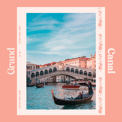 Instagram Post Design Generator Featuring a Film Frame and Travel Pictures