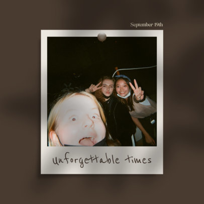 Instagram Post Template with a Polaroid Frame Graphic for a Carousel