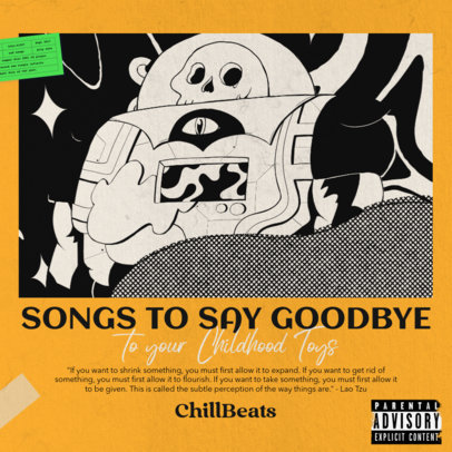 Illustrated Album Cover Template for a Nostalgic Music Compilation