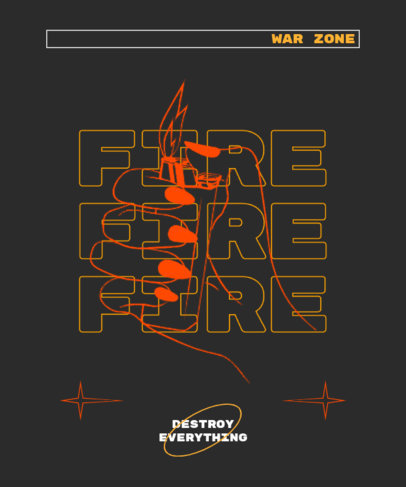 Trap-Inspired T-Shirt Design Template Featuring a Hand Holding a Lighter 4307g