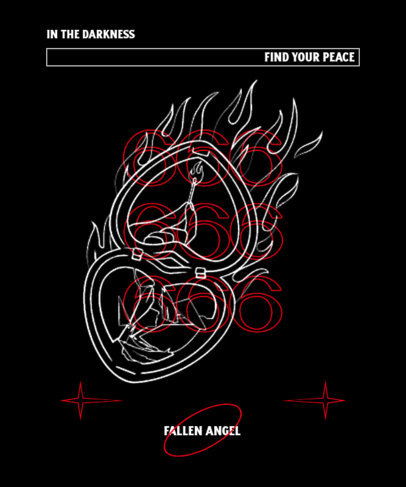 T-Shirt Design Generator for Trap Artists Featuring Heart and Flame Graphics 4307i