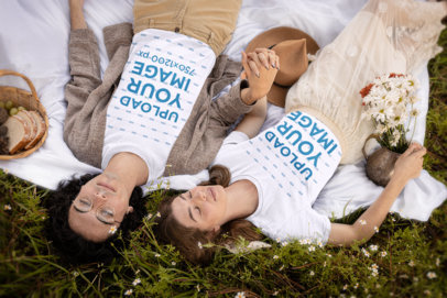 Bella Canvas T-Shirt Mockup Featuring a Young Couple in the Countryside