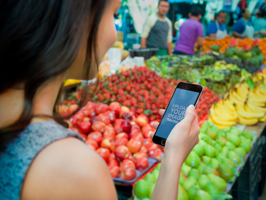 Mockup of an iPhone 6 at the Market