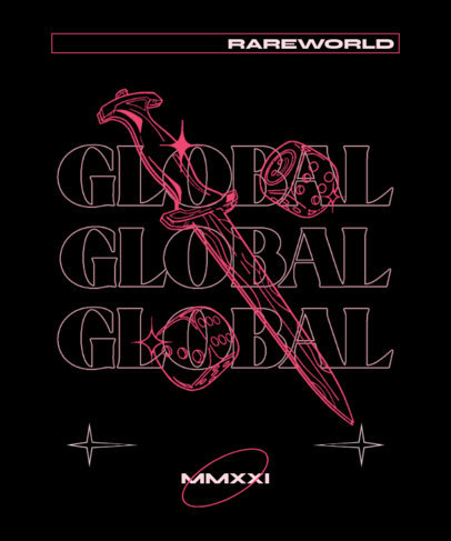 Streetwear-Styled T-Shirt Design Creator Featuring a Knife Clipart