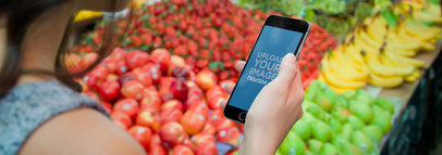 Wide Mockup of an iPhone 6 at the Market