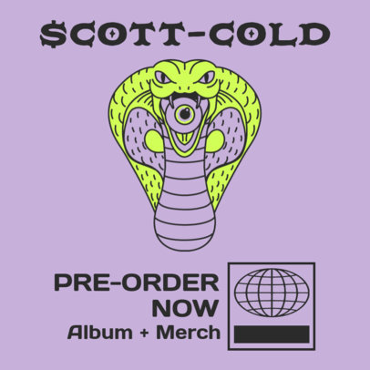 Trap-Inspired Instagram Post Design Template to Announce a New Album and Merch