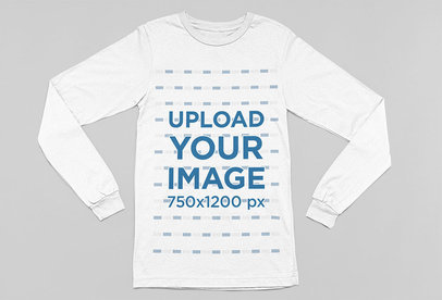 Mockup of a Bella Canvas Long-Sleeve Tee Lying Flat on the Floor m13365