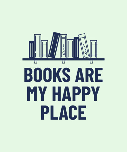 T-Shirt Design Template for Book Enthusiasts with Graphics of Bookshelves