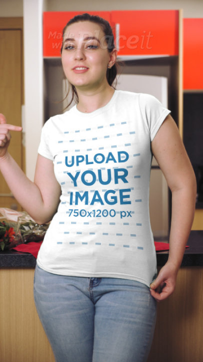 Round-Neck T-Shirt Video of a Woman Holding a Bouquet of Roses