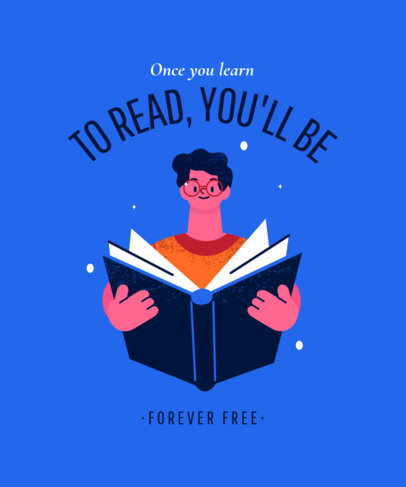 Quote T-Shirt Design Maker Featuring an Illustration of a Man Reading a Book