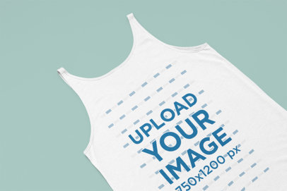 Back-View Mockup of a Bella Canvas Tank Top Flat Laid over a Solid Surface