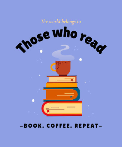 Illustrated T-Shirt Design Maker for Bibliophiles Featuring a Pile of Books