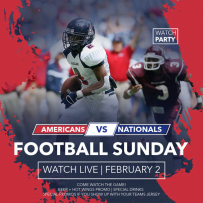 Instagram Post Template for Football Sunday Watch Party Promos