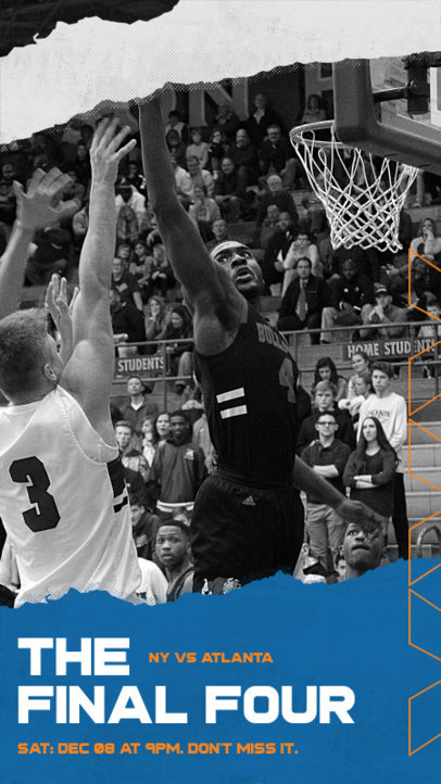 Instagram Story Template Featuring a Basketball Game Reminder