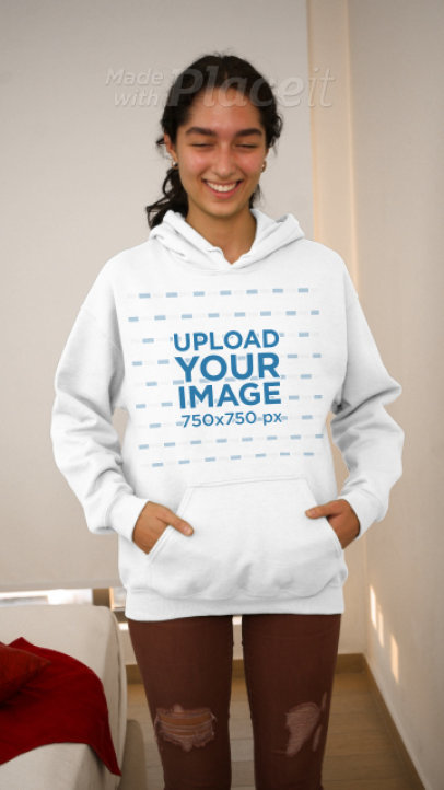 Hoodie Video of a Girl Having Fun with the Camera