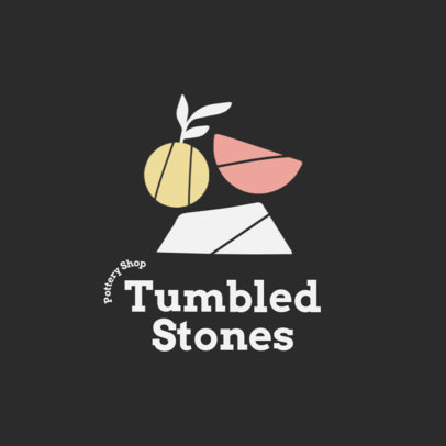 Logo Template for a Pottery Store Featuring Geometric Shapes