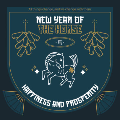 Instagram Post Design Maker to Celebrate the Chinese New Year Featuring a Horse Graphic