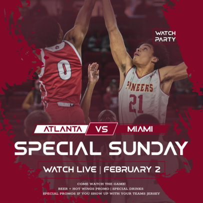 Instagram Post Template Featuring a Football Game Watch Party Ad