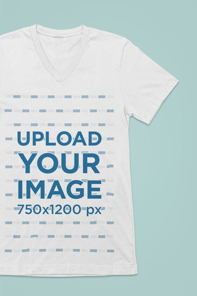 Mockup of a Basic V-Neck Tee Lying on a Flat Surface