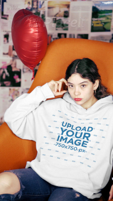 Valentine's Day-Themed Video of a Sassy Young Woman Wearing a Hoodie