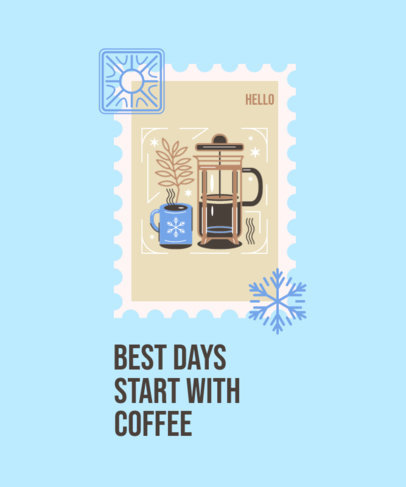 T-Shirt Design Maker with a Winter-Themed Postage Stamp Graphic