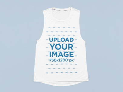 Front-View Mockup of a Bella Canvas Sleeveless Tee Placed over a Solid Surface m13395