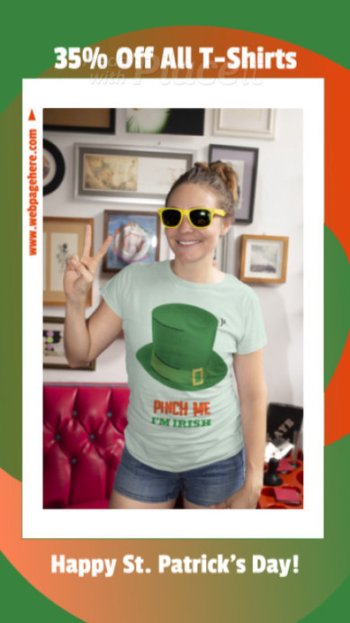 T-Shirt Video Featuring a Woman and a St Patrick's Day Discount