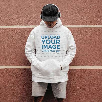 Mockup of a Cool Man Wearing an Oversized Hoodie