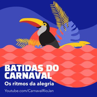 Instagram Post Template Featuring Colorful Illustrations for Carnaval do Brasil