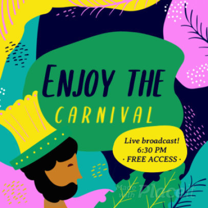Instagram Post Video Template with Colorful Illustrations for a Brazilian Carnival Livestream