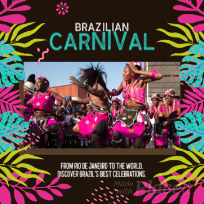 Instagram Post Video Maker for Carnaval do Brasil with Animated Palm Illustrations 4575 