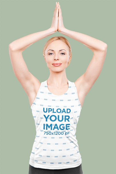 Tank Top Mockup Featuring a Woman Doing a Yoga Pose