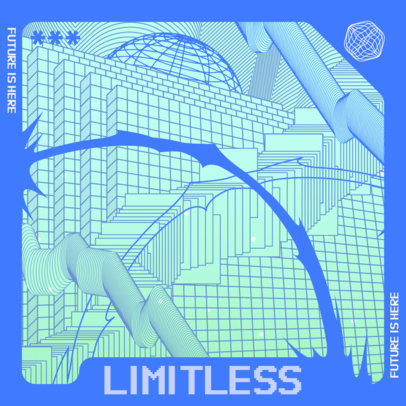 Retro-Futuristic Album Cover Design Generator with a Y2K Theme