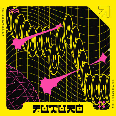 Album Cover Template with a Y2K Theme for a Retro Musician