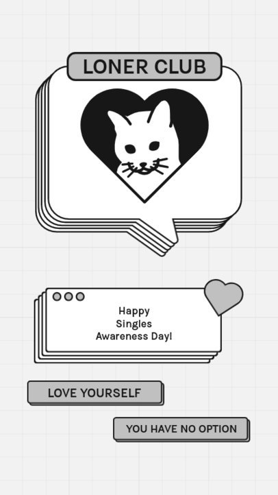 Instagram Story Maker for Singles Awareness Day Featuring a Cat Clipart