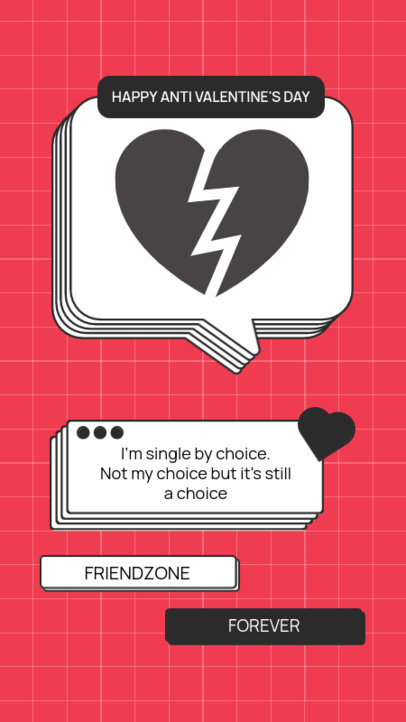 Instagram Story Template Featuring an Anti Valentine’s Day Theme and Retro Alert Boxes