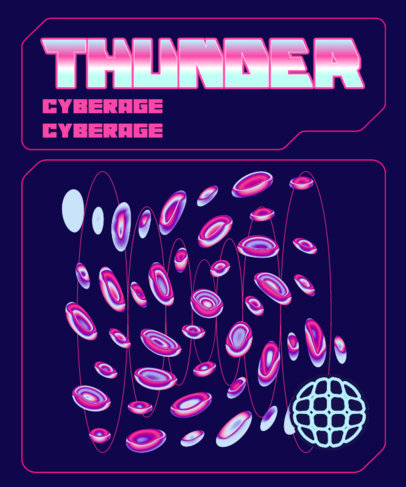 T-Shirt Design Template Featuring a Y2K Aesthetic with Abstract Holographic Shapes