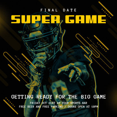 Instagram Post Generator Featuring a Sports Bar Promo for a Football Super Game