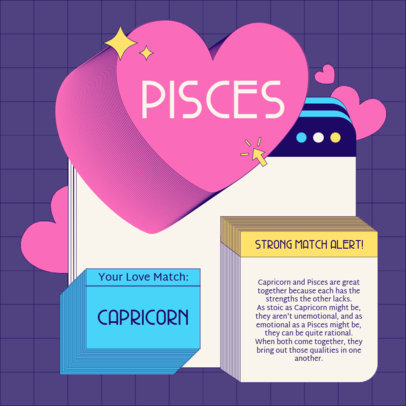 Instagram Post Maker for a Love Horoscope Featuring Heart Graphics