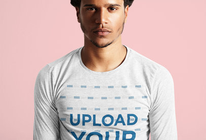 Closeup Mockup of a Serious Man Wearing a Long-Sleeve Tee