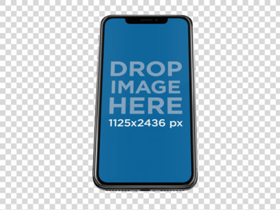 Jet Black iPhone X Mockup Floating Against a Transparent Backdrop a13832