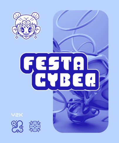 T-Shirt Design Template Featuring a Y2K Aesthetic With Characters