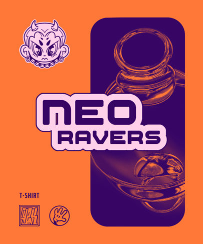 Retro T-Shirt Design Template Featuring a Year 2000 Aesthetic