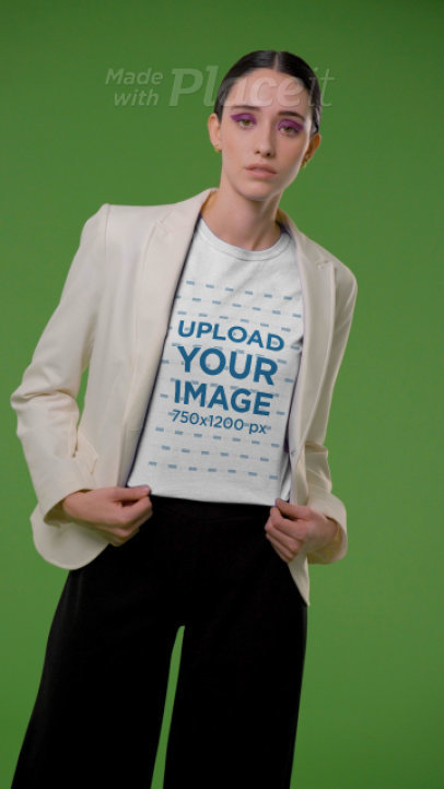 T-Shirt Video of a Trendy Young Woman Wearing a Blazer