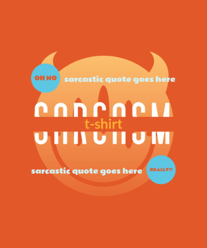 T-Shirt Design Template Featuring a Sans Serif Font and a Devilish Smiley 4797a