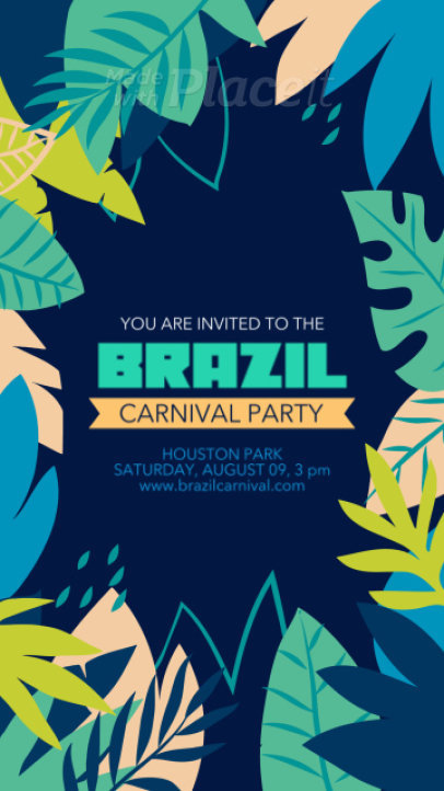 Instagram Story Video Maker for a Brazilian Carnival Party Featuring Tropical Leaves Graphics