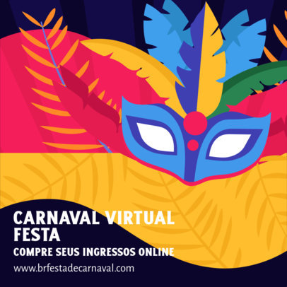 Instagram Post Maker for Carnaval do Brasil Featuring a Colorful Mask Illustration