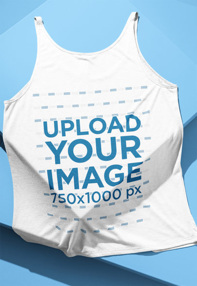 Mockup of a Tank Top Lying on a Squared Platform's Corner m13441