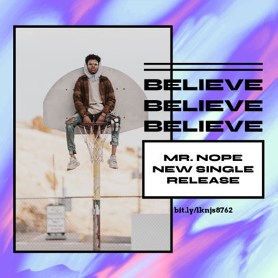 Instagram Post Template Featuring Pictures over a Holographic Background