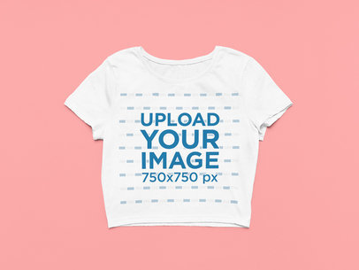 Simple Mockup Featuring a Bella Canvas Crop Top on a Colorful Background